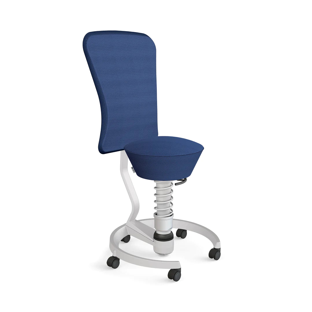 Aeris - Swopper Metallic mit Lehne und Rollen - Sitzhocker - Mesh - Gewebe - blau - Weichboden - 123HomeOffice