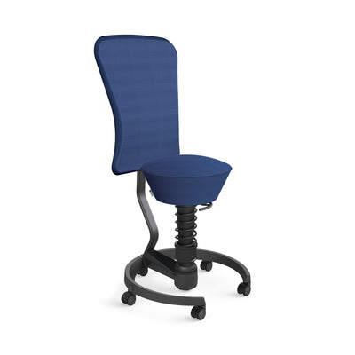 Aeris - Swopper Black m. Lehne Rollen Weichboden - Sitzhocker - Mesh - Gewebe - blau - 123HomeOffice