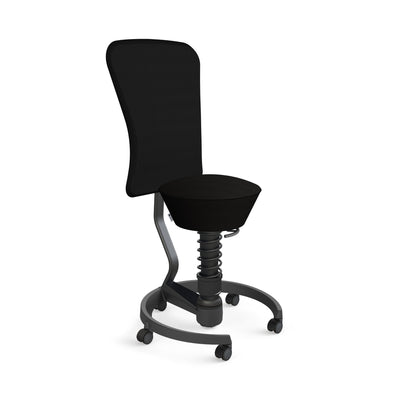 Aeris - Swopper Black m. Lehne Rollen Weichboden - Sitzhocker - Mesh - Gewebe - schwarz - 123HomeOffice