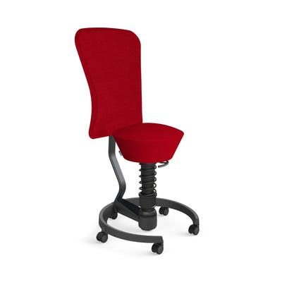 Aeris - Swopper Black m. Lehne Rollen Weichboden - Sitzhocker - Mikrofaser (Comfort Gabriel) - rot - 123HomeOffice