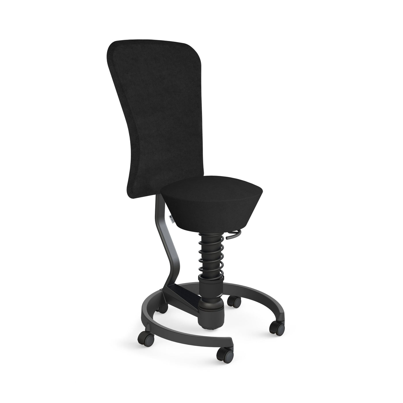 Aeris - Swopper Black m. Lehne Rollen Weichboden - Sitzhocker - Mikrofaser (Comfort Gabriel) - schwarz - 123HomeOffice