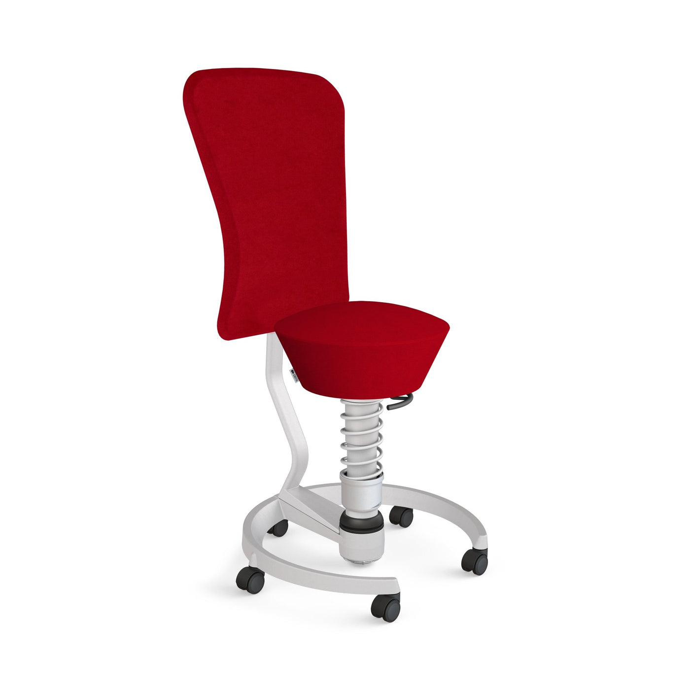 Aeris - Swopper Metallic mit Lehne und Rollen - Sitzhocker - Mikrofaser (Comfort Gabriel) - rot - Hartboden - 123HomeOffice