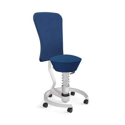 Aeris - Swopper Metallic mit Lehne und Rollen - Sitzhocker - Wollmischung (Select Gabriel) - blau - Weichboden - 123HomeOffice