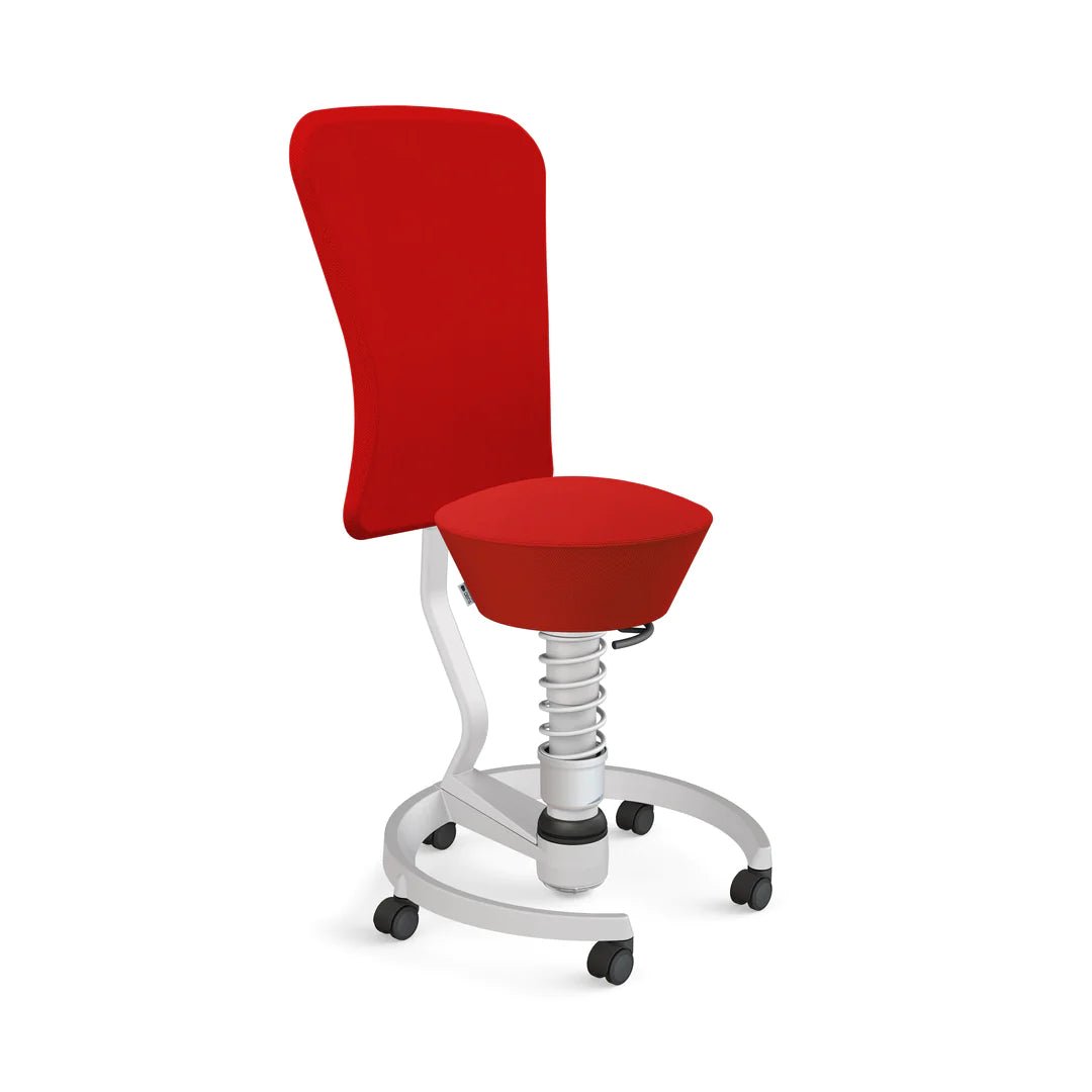 Aeris - Swopper Metallic mit Lehne und Rollen - Sitzhocker - Wollmischung (Select Gabriel) - rot - Weichboden - 123HomeOffice