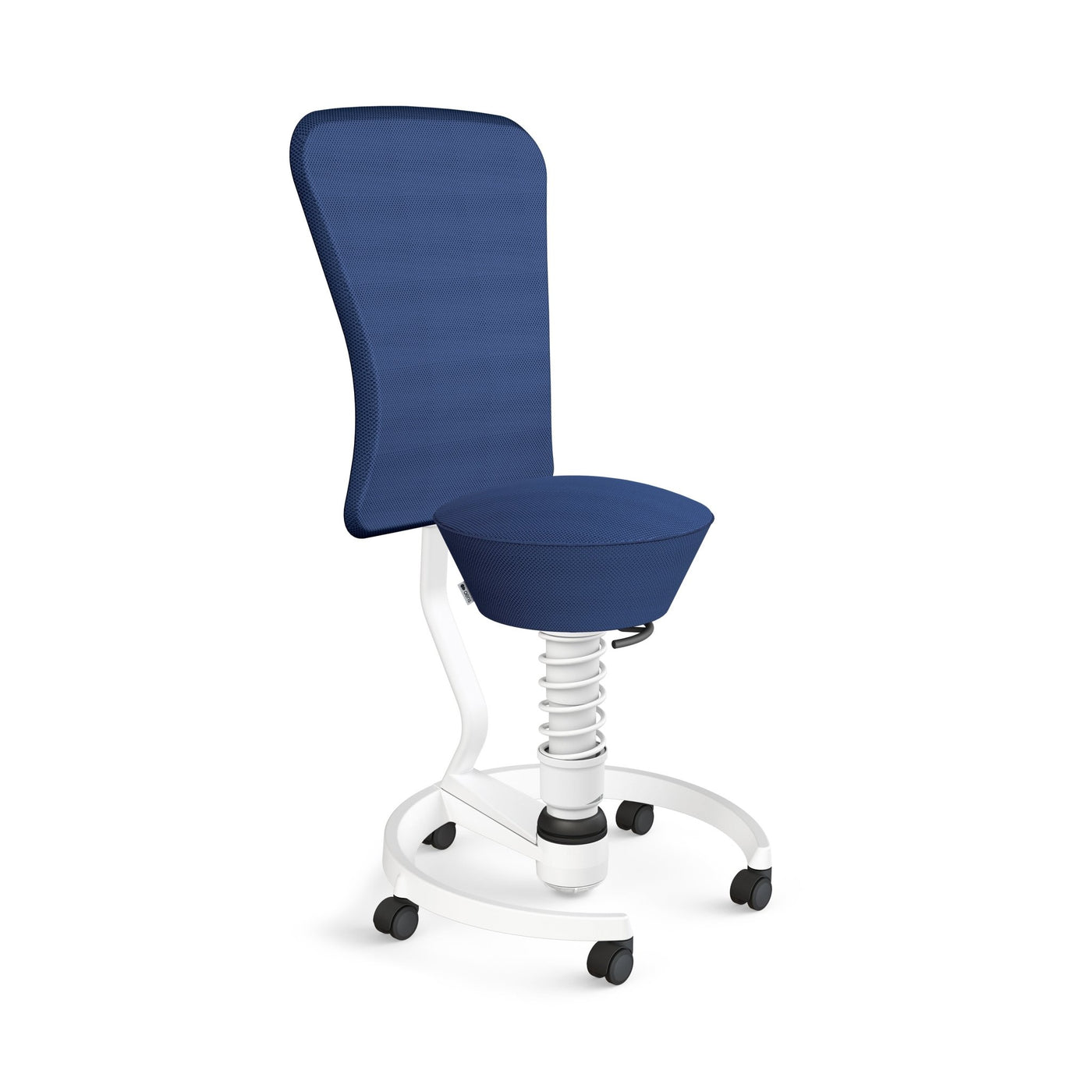 Aeris - Swopper Weiss m. Lehne Rollen Weichboden - Sitzhocker - Mesh - Gewebe - blau - 123HomeOffice