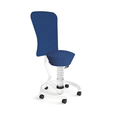 Aeris - Swopper Weiss m. Lehne Rollen Weichboden - Sitzhocker - Mikrofaser (Comfort Gabriel) - blau - 123HomeOffice