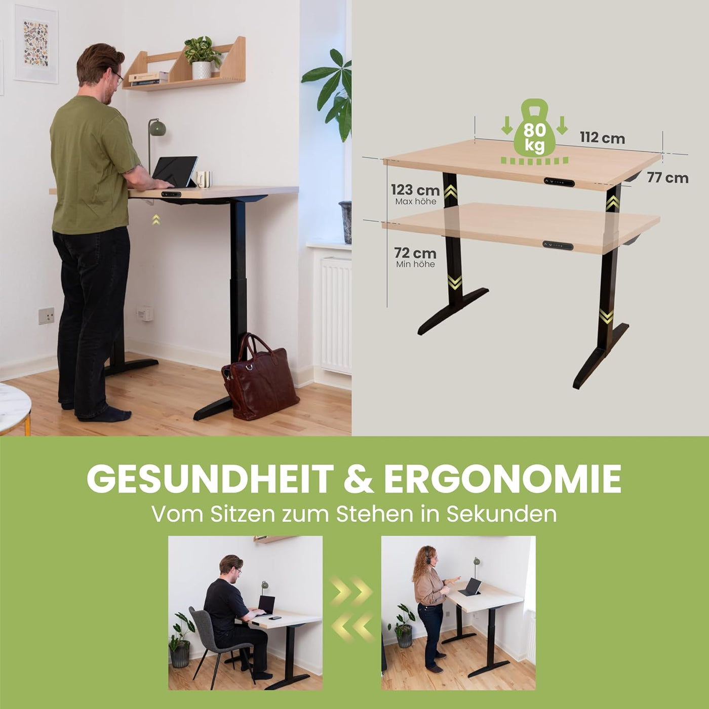 Linak - Linak Gusbari Standing Desk - Secret Deal - Desk - 112 x 77cm - Weiss - 123HomeOffice
